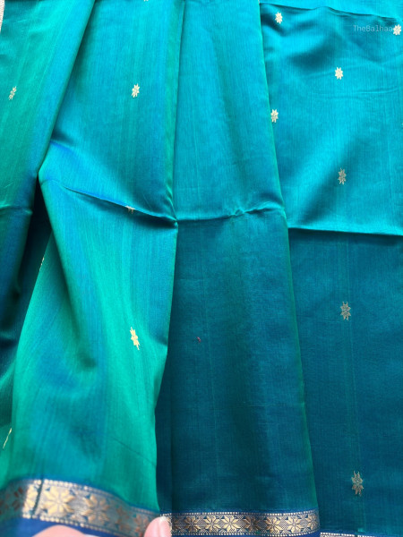 PEACOCK BLUE | GREEN MAHESHWARI SAREE