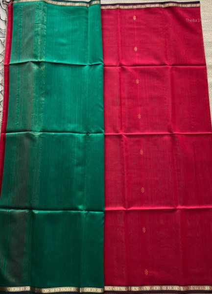 RED | EMERALD GREEN MAHESHWARI SAREE