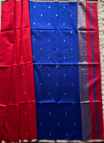 RED | ROYAL BLUE MAHESHWARI SAREE
