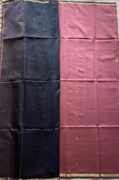 RUSTIC PINK | BLACK MAHESHWARI SAREE