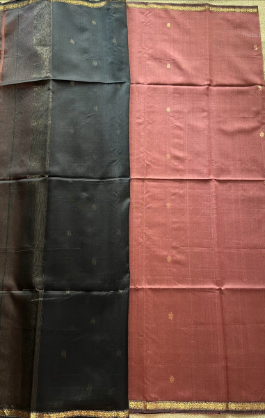 RUSTIC PINK | BLACK MAHESHWARI SAREE