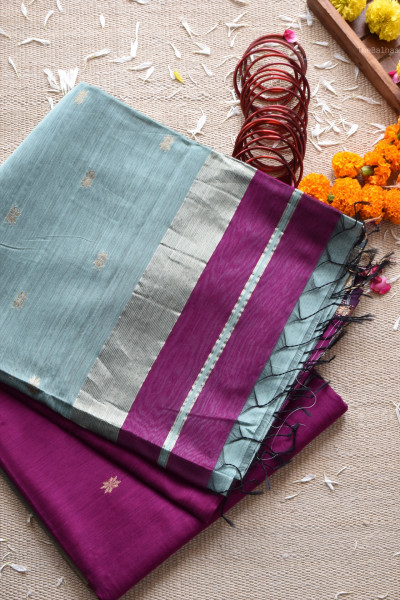PLUM | SAGE GREEN MAHESHWARI SAREE