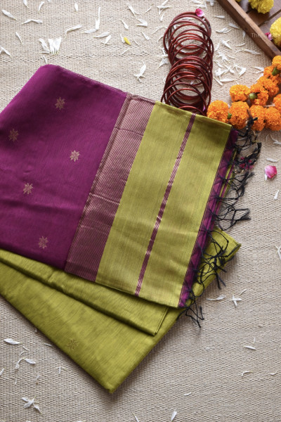 OLIVE | MAGENTA MAHESHWARI SAREE