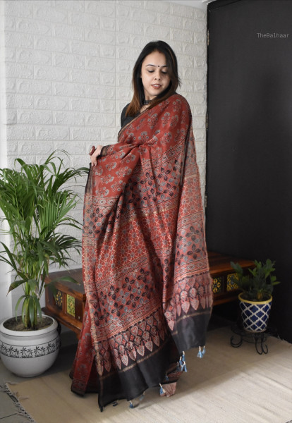 AJRAKH SILK COTTON SAREE #1