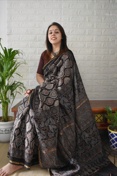 AJRAKH SILK COTTON SAREE #2