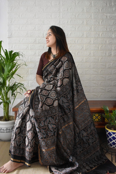AJRAKH SILK COTTON SAREE #2