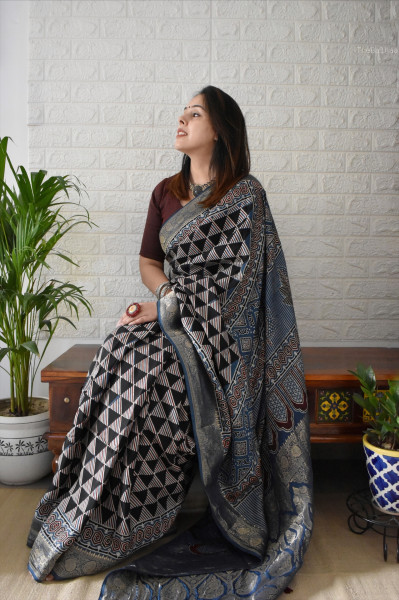 AJRAKH DOLA SAREE #4