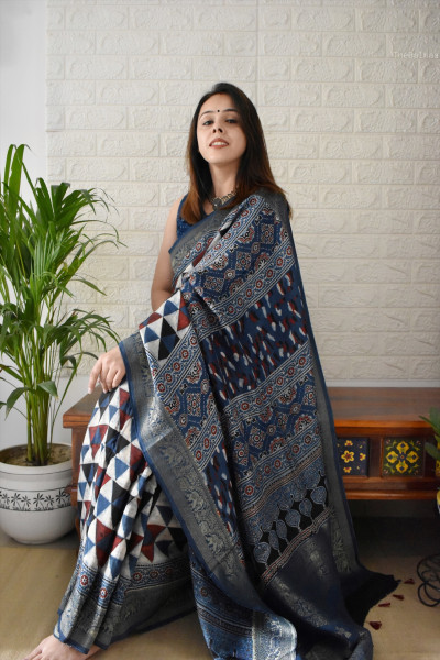 AJRAKH DOLA SAREE #5