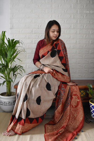 AJRAKH DOLA SAREE #6
