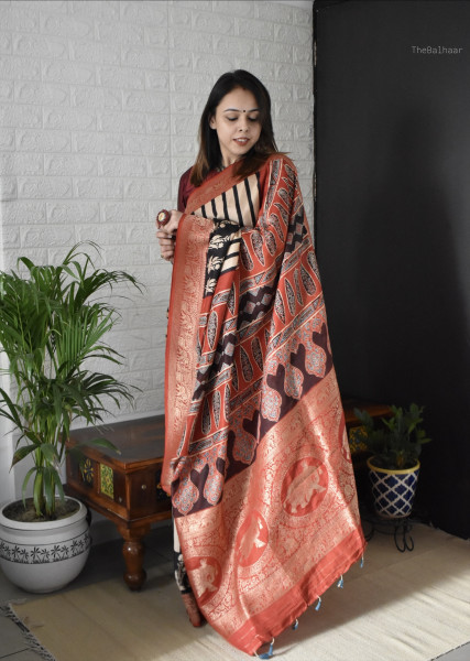 AJRAKH DOLA SAREE #8