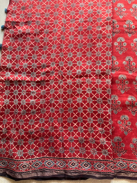 AJRAKH SILK COTTON SAREE #1