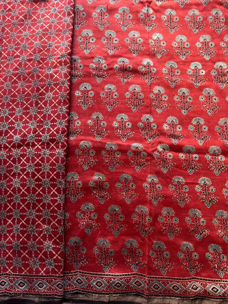 AJRAKH SILK COTTON SAREE #1