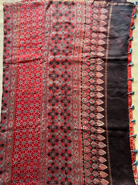 AJRAKH SILK COTTON SAREE #1