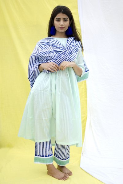 Blue Striped Dupatta