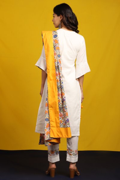 Ivory Floral Dupatta