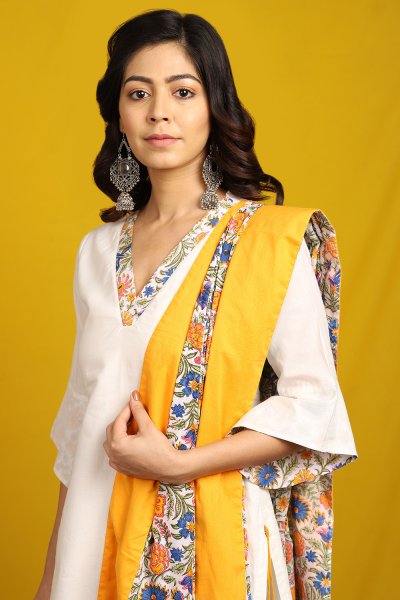Ivory Floral Dupatta