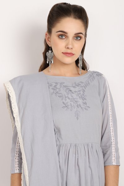 Steel Floral Dupatta