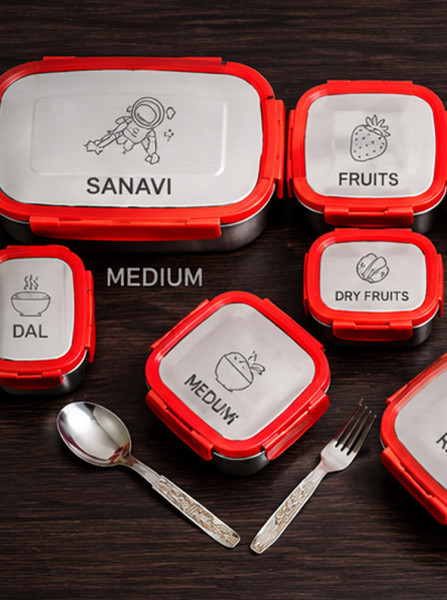 Image of Personalized Stainless Steel Kids Lunchbox Set (Veigo Collection)