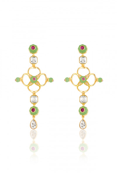Botanic Brilliance Dangler Earrings 18Kt Gold Plated