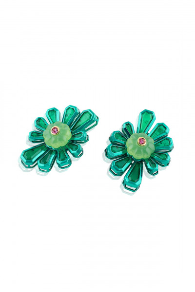 Garden Gleam Stud Earrings In Rhodium Plating