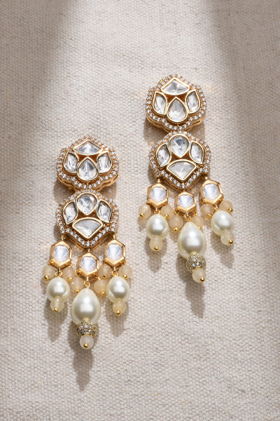 Gleamful Golden Dangler Earrings in 22Kt Gold Plating