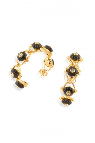 Midnight Bloom Hoop Earrings 18Kt Gold Plated
