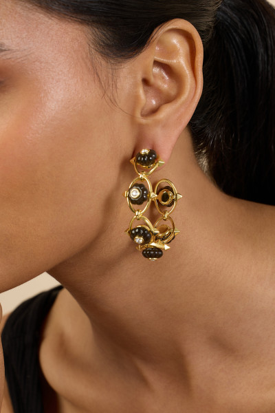 Midnight Bloom Hoop Earrings 18Kt Gold Plated