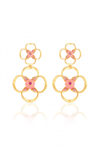 Rosé Radiance Dangler Earrings 18Kt Gold Plated