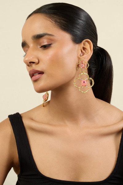 Rosé Radiance Dangler Earrings 18Kt Gold Plated