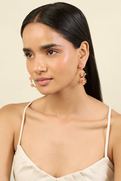 Twilight Bloom Hoop Earrings 18Kt Gold Plated