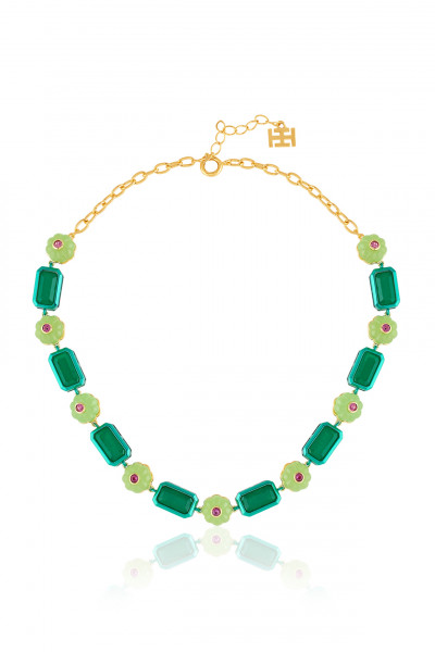 Verdant Bloom Statement Necklace 18Kt Gold Plated