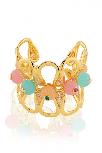 Whimsical Bloom Cuff 18Kt Gold Plated