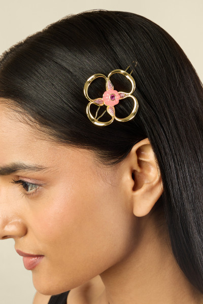 Whimsical Blossom Hair Clip 18Kt Gold Plated