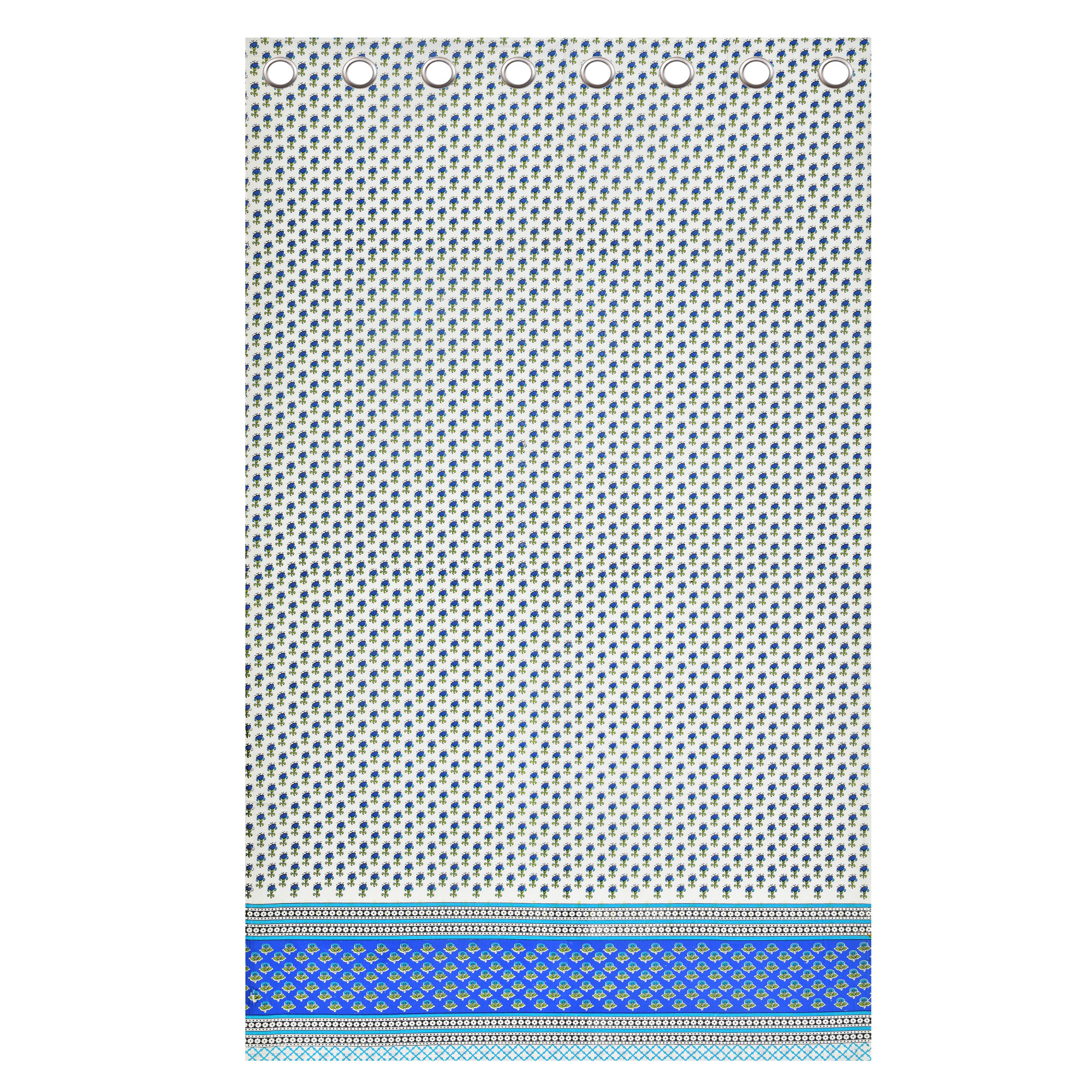 100 Cotton Ethnic Room Darkening Curtains Pack Of 2 Curtains - Blue Floral