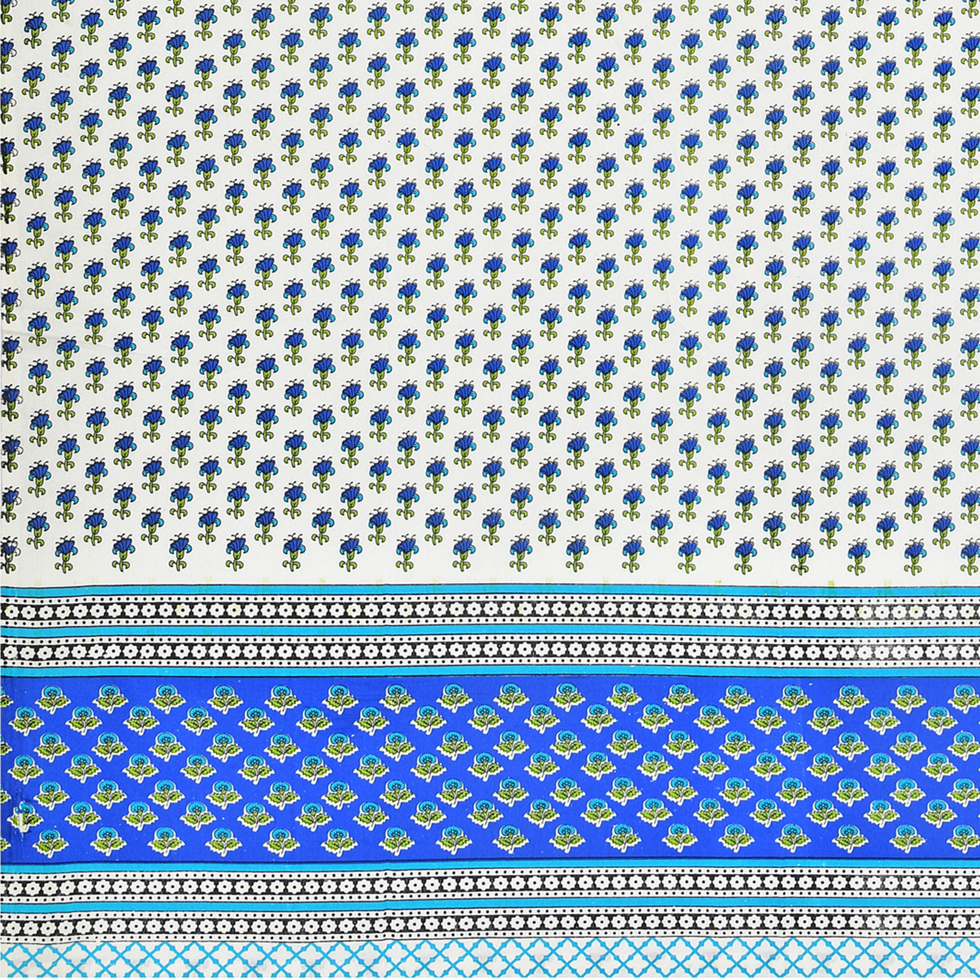 100 Cotton Ethnic Room Darkening Curtains Pack Of 2 Curtains - Blue Floral