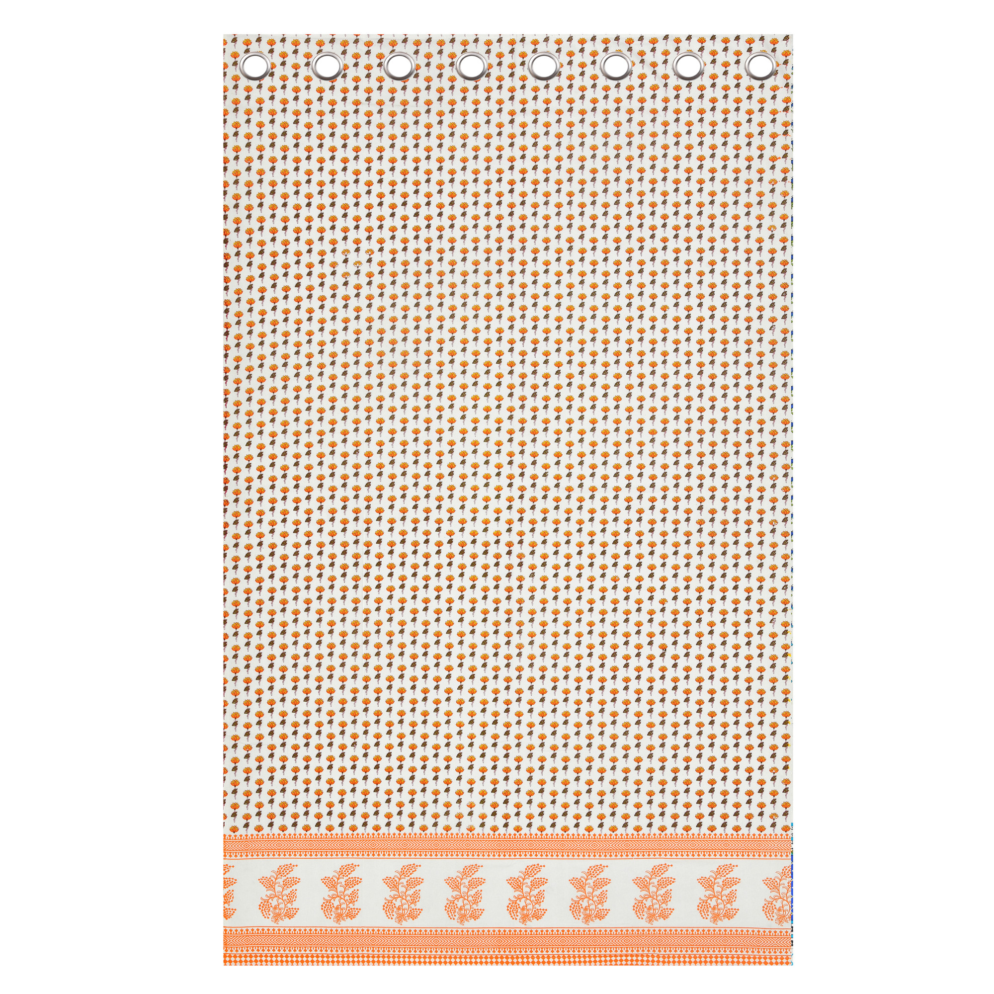 100 Cotton Ethnic Room Darkening Curtains Pack Of 2 Curtains - Yellow Floral