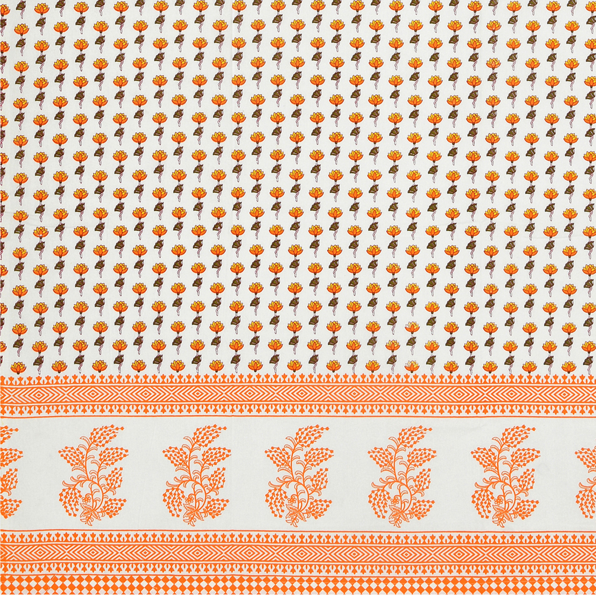 100 Cotton Ethnic Room Darkening Curtains Pack Of 2 Curtains - Yellow Floral