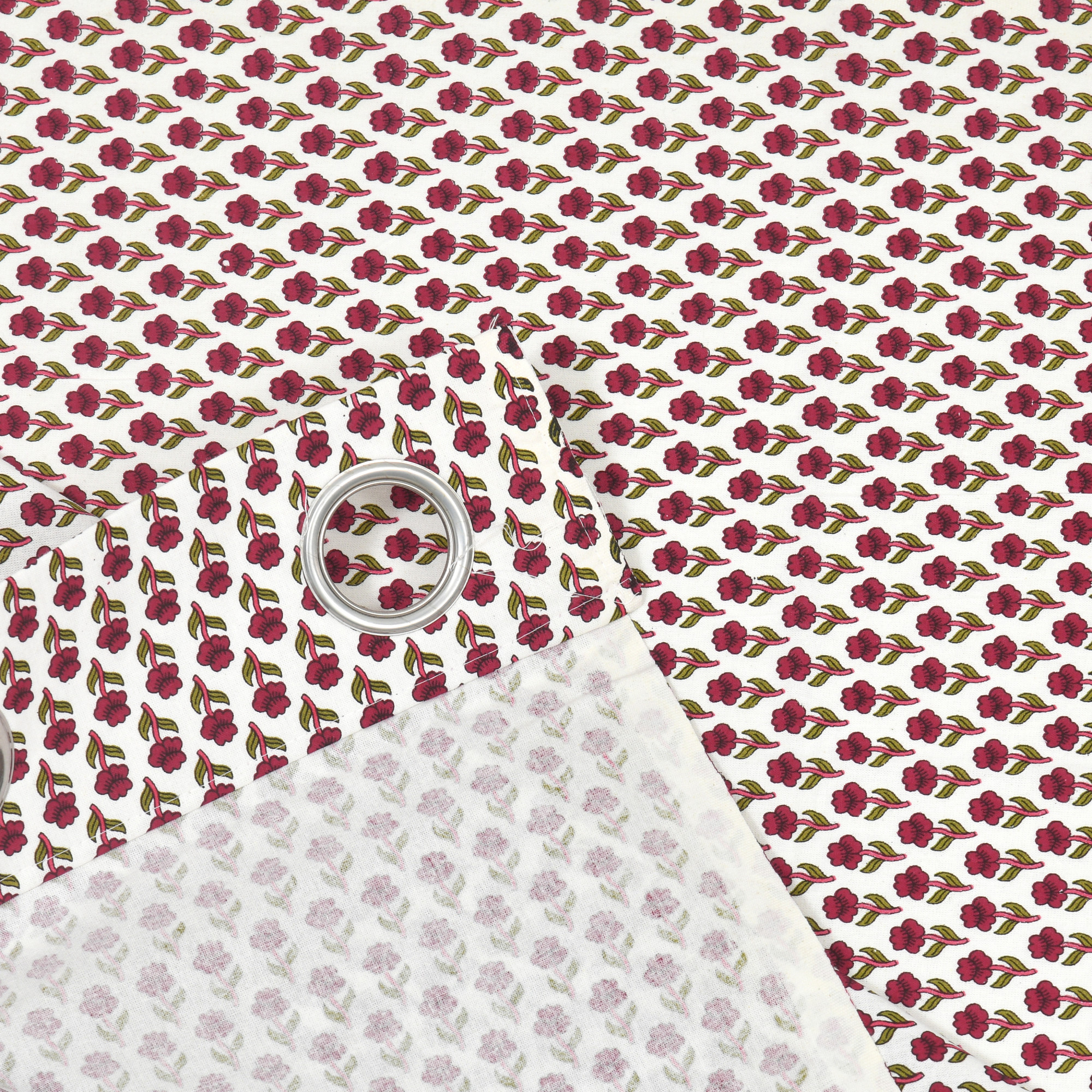 100 Cotton Room Darkening Curtains Pack Of 2 Curtains - Pink Floral