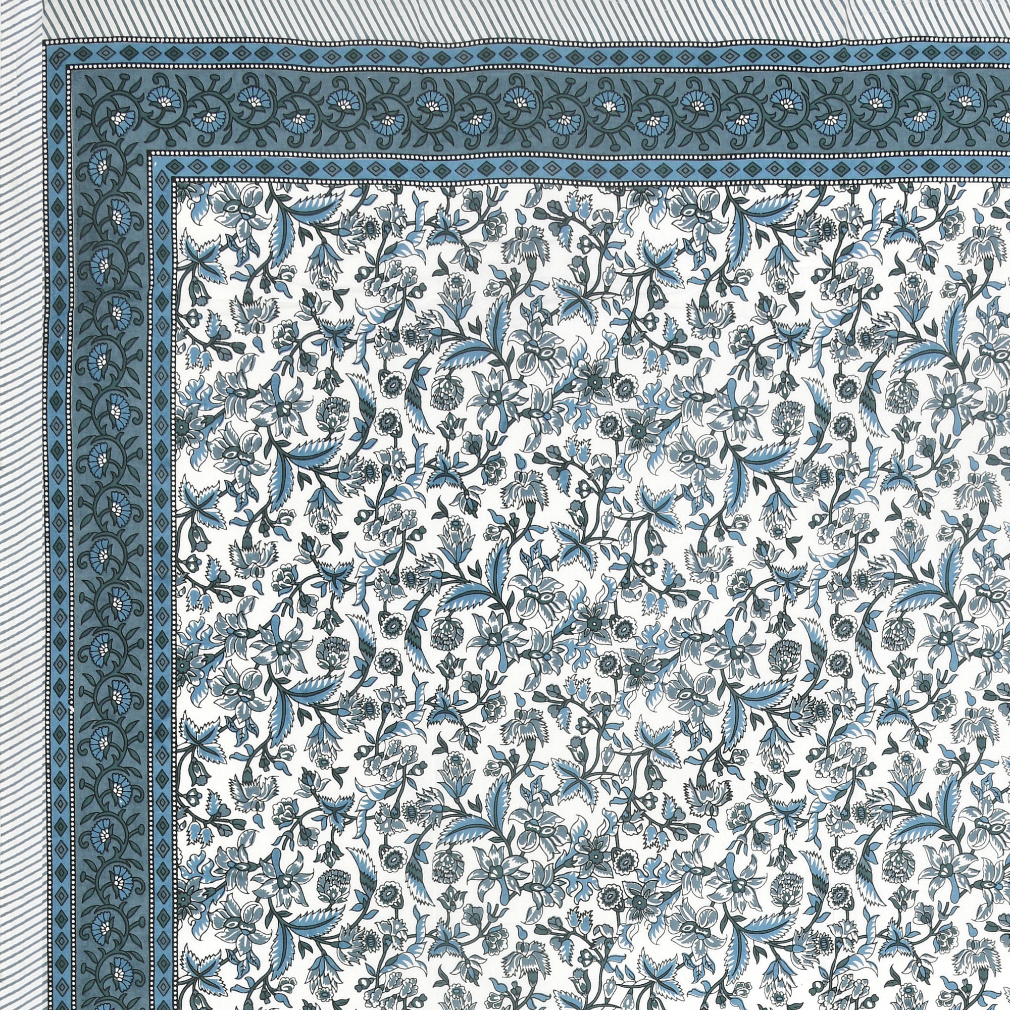 Grey Floral Print 100 Pure Cotton Bolster Cover - Set Of 2 Pieces