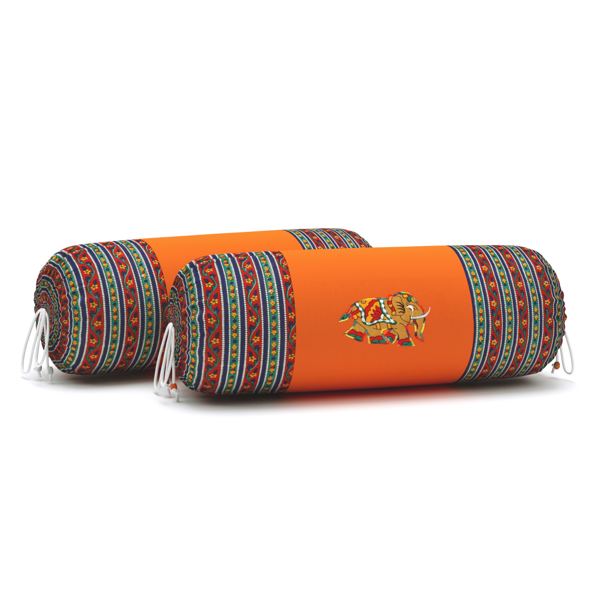 Applique work 100 Pure Cotton Bolster Cover - Set of 2 Pieces