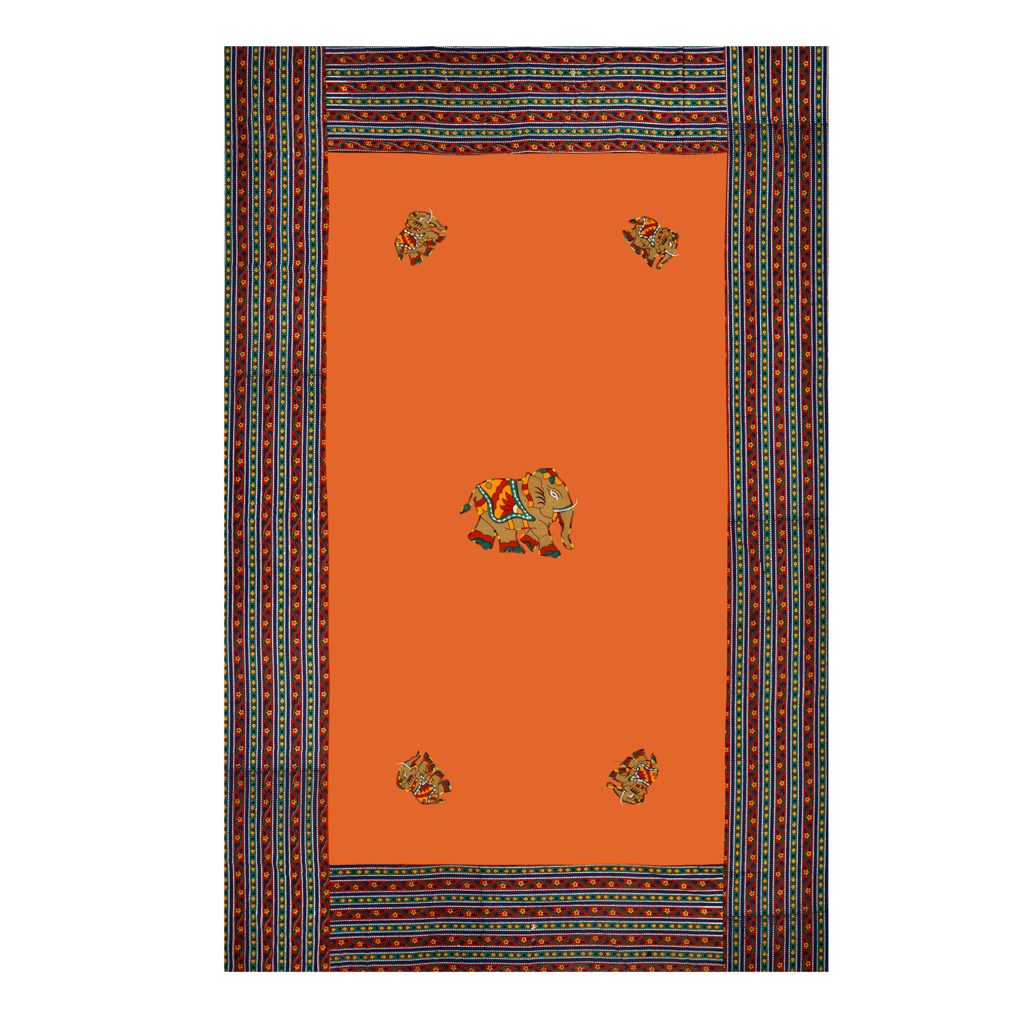 Applique Elephant Work 100 Pure Cotton Diwan Set for Living Room - Set Of 8 Pieces 1 Diwan sheet 5 Cushion Covers 2 Bolster Covers