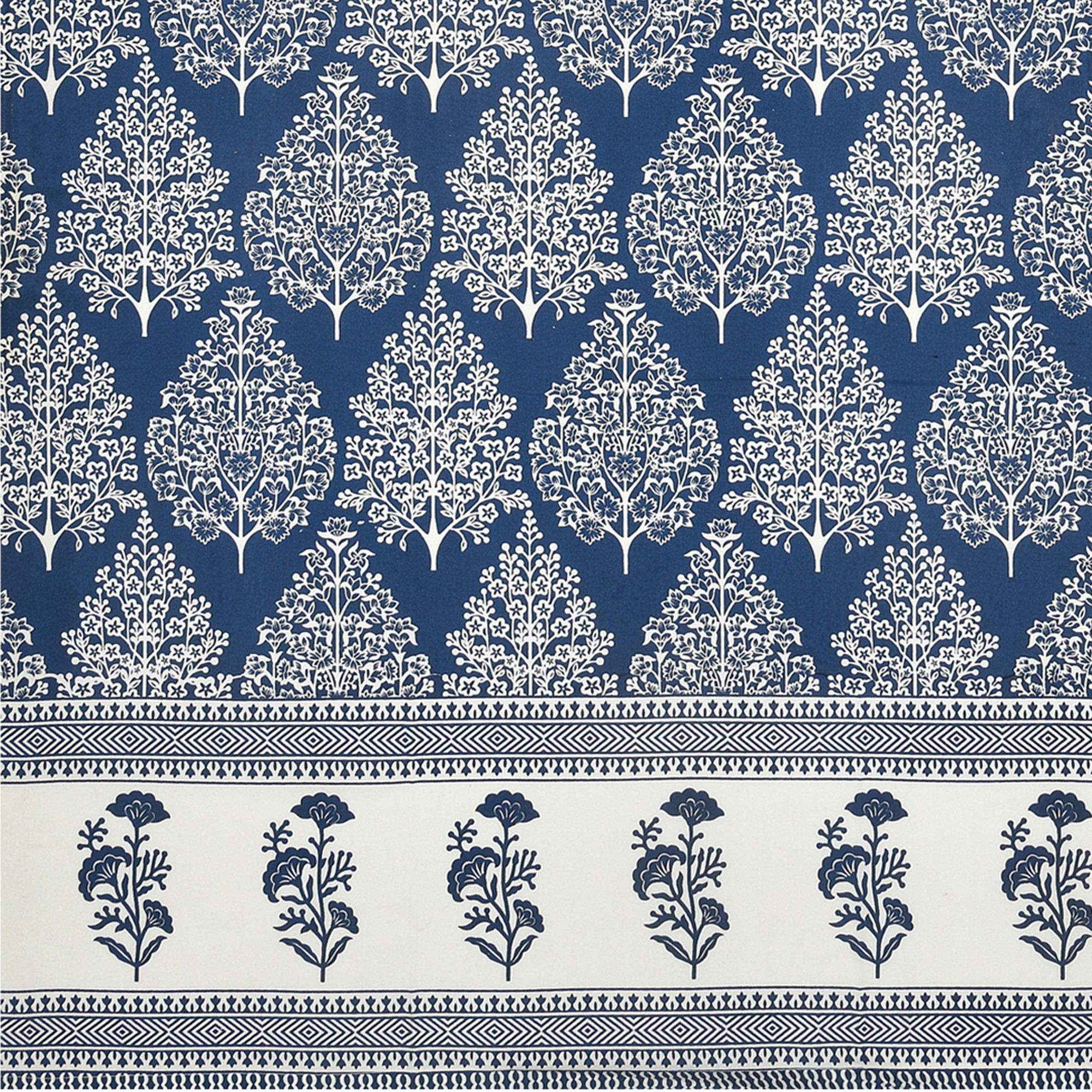 Blue Ethnic Motifs 100 Cotton Curtains For Living Room Bedroom Curtains - Pack Of 2 Curtains