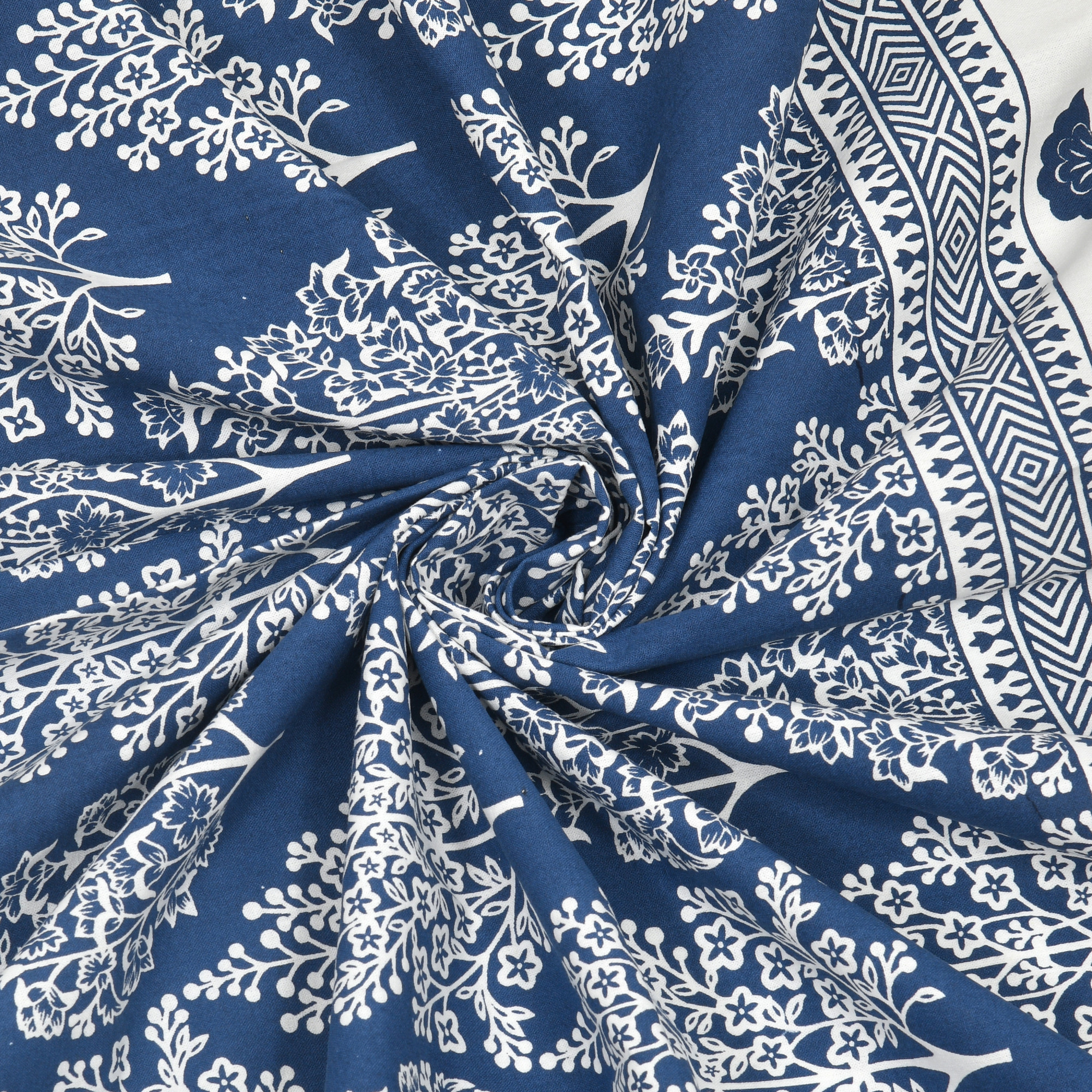 Blue Ethnic Motifs 100 Cotton Curtains For Living Room Bedroom Curtains - Pack Of 2 Curtains