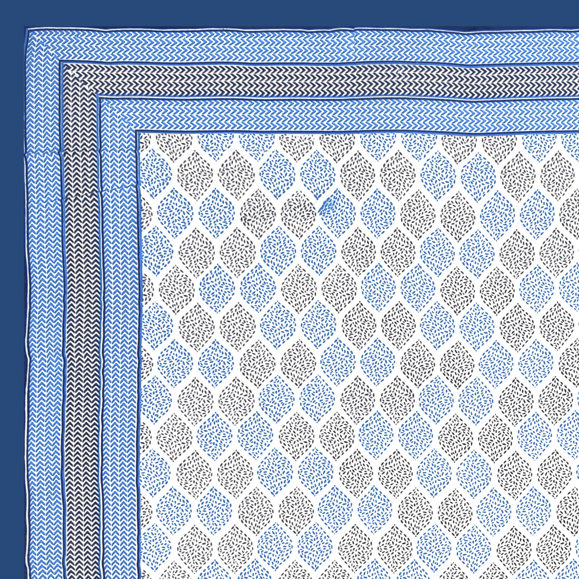 Blue Ethnic Motifs Printed Pure Cotton Double Bedsheet with 2 Pillow Covers