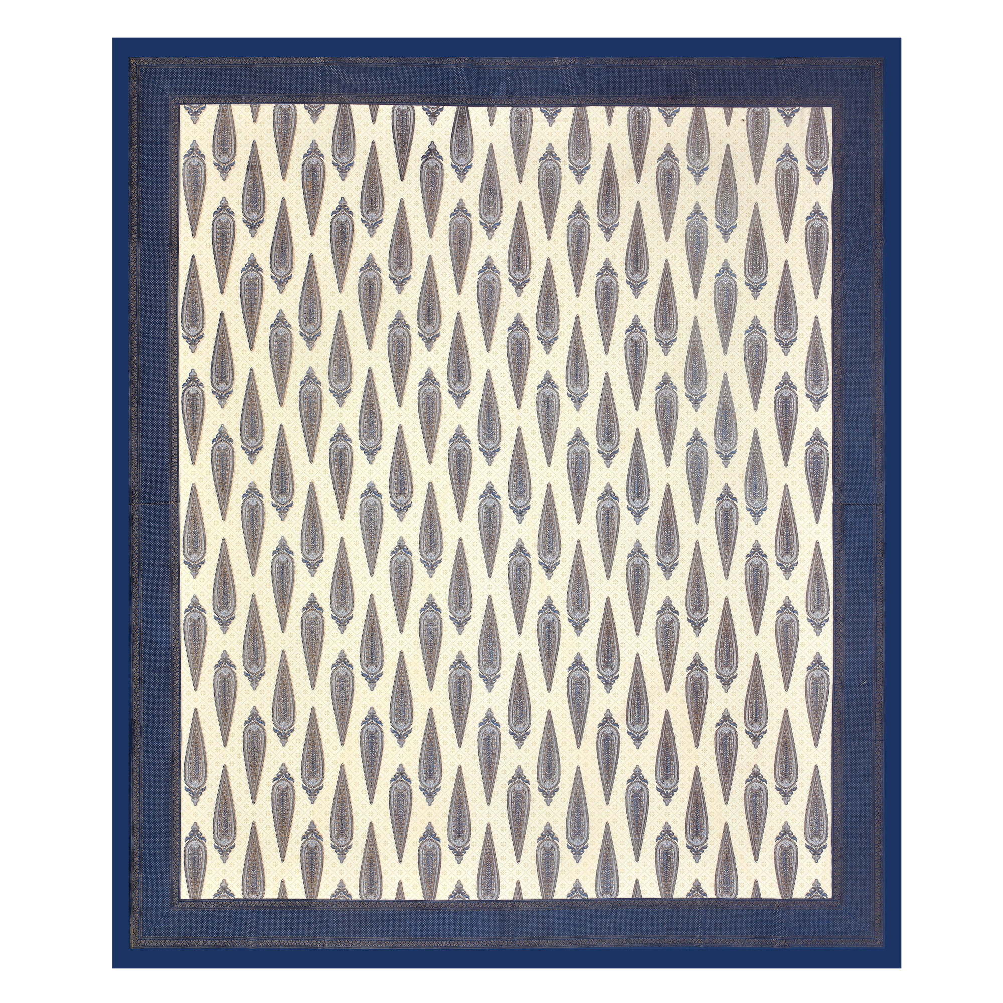 Blue Golden Ethnic Motifs Printed Pure Cotton Double Bedsheet with 2 Pillow Covers