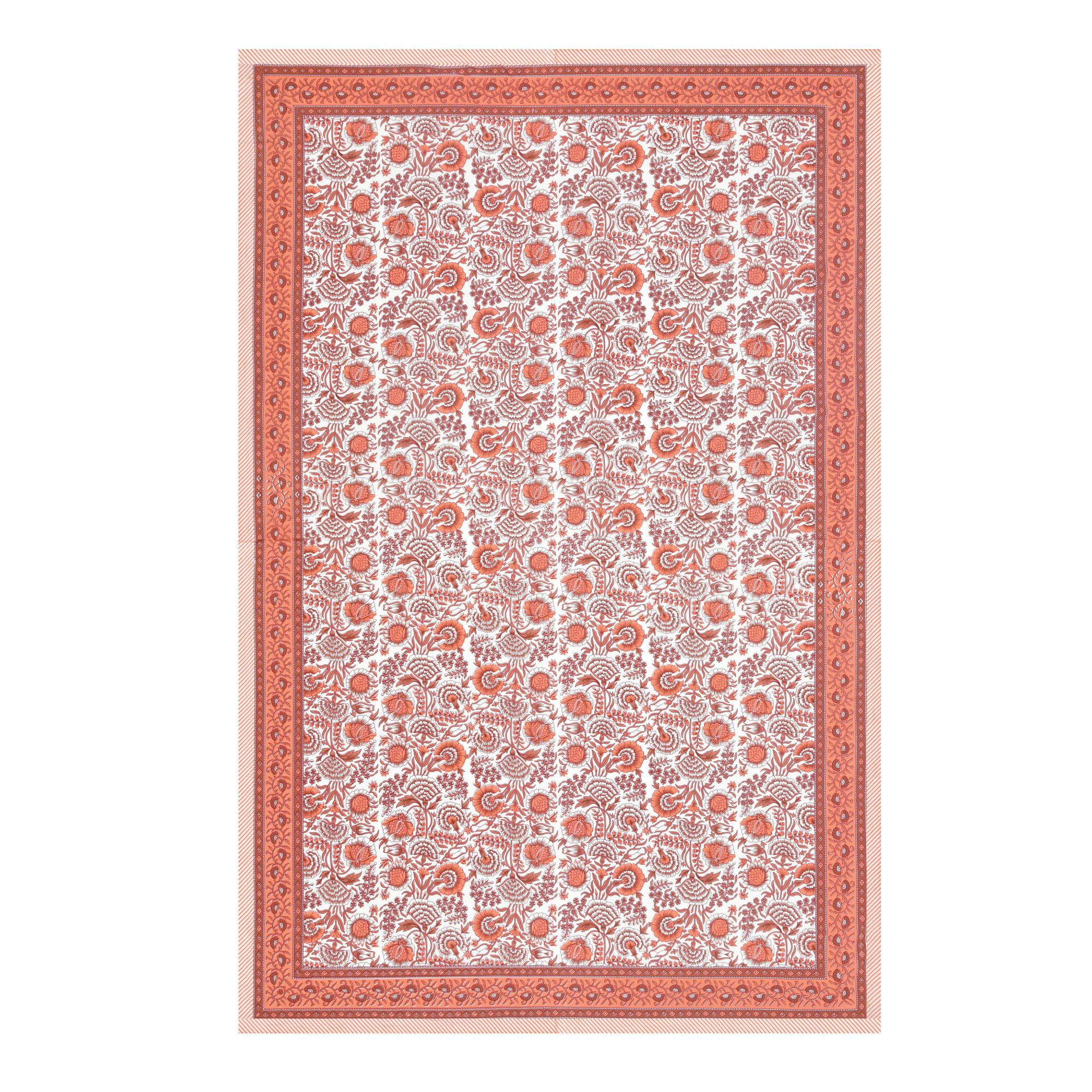 Brown Floral Printed 100 Pure Cotton Diwan Set for Living Room - Set Of 8 Pieces 1 Diwan sheet 5 Cushion Covers 2 Bolster Covers