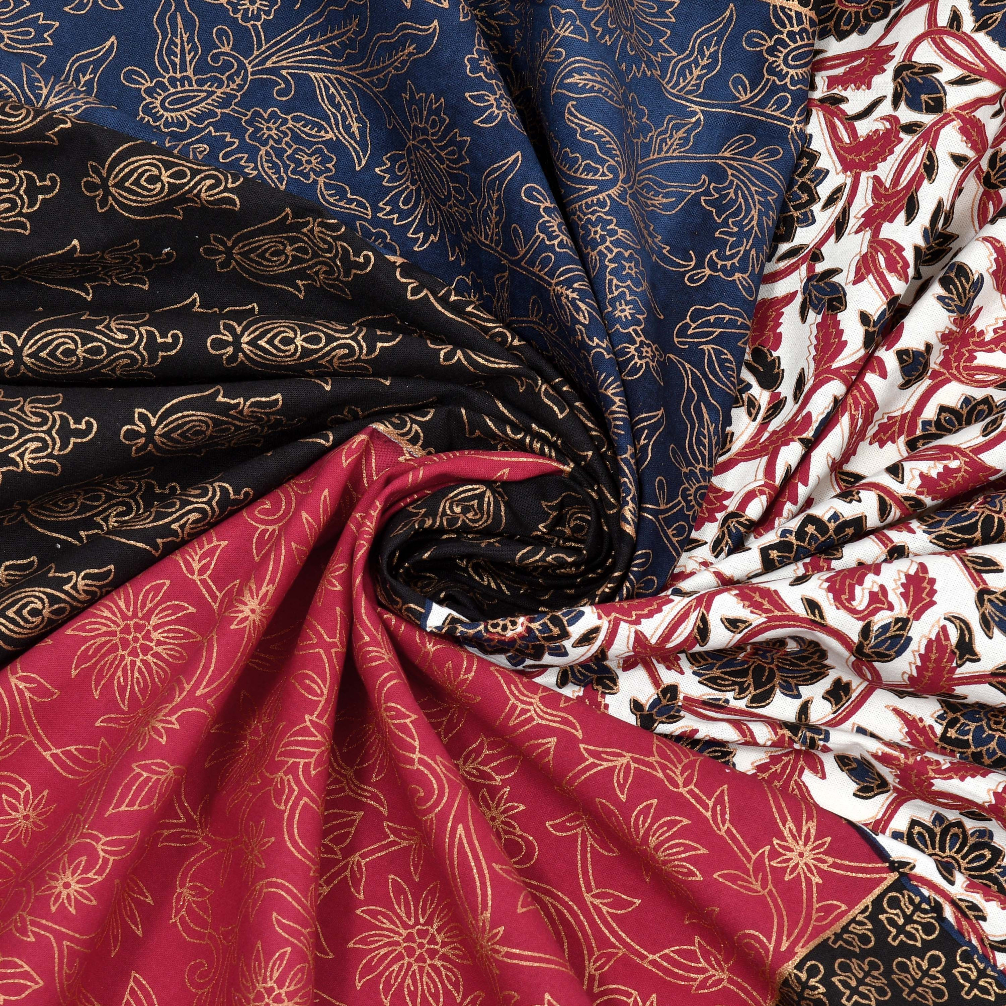 Chakri Pattern With Golden Print Pure Cotton Double Bedsheet with 2 Pillow Covers