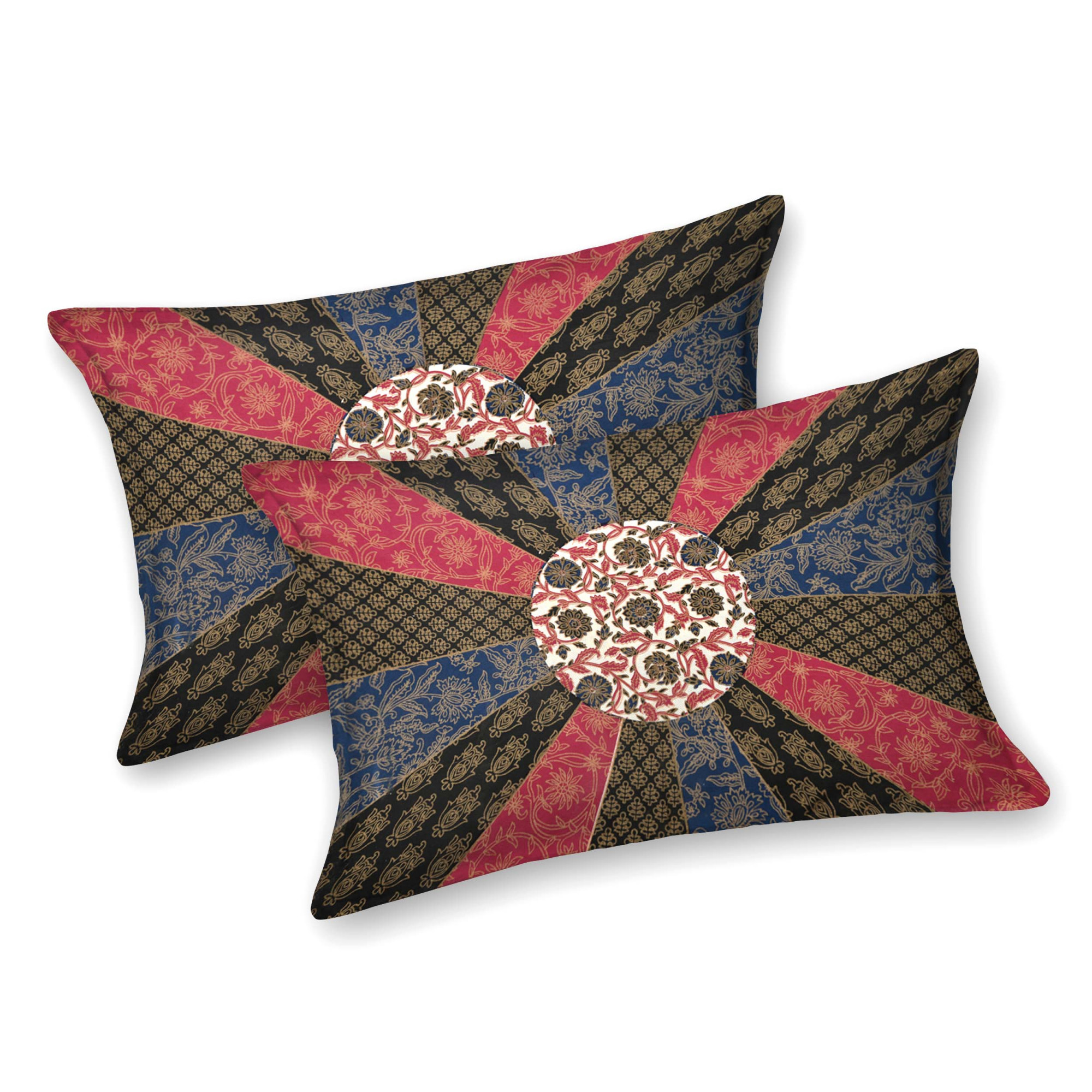 Chakri Pattern With Golden Print Pure Cotton Double Bedsheet with 2 Pillow Covers