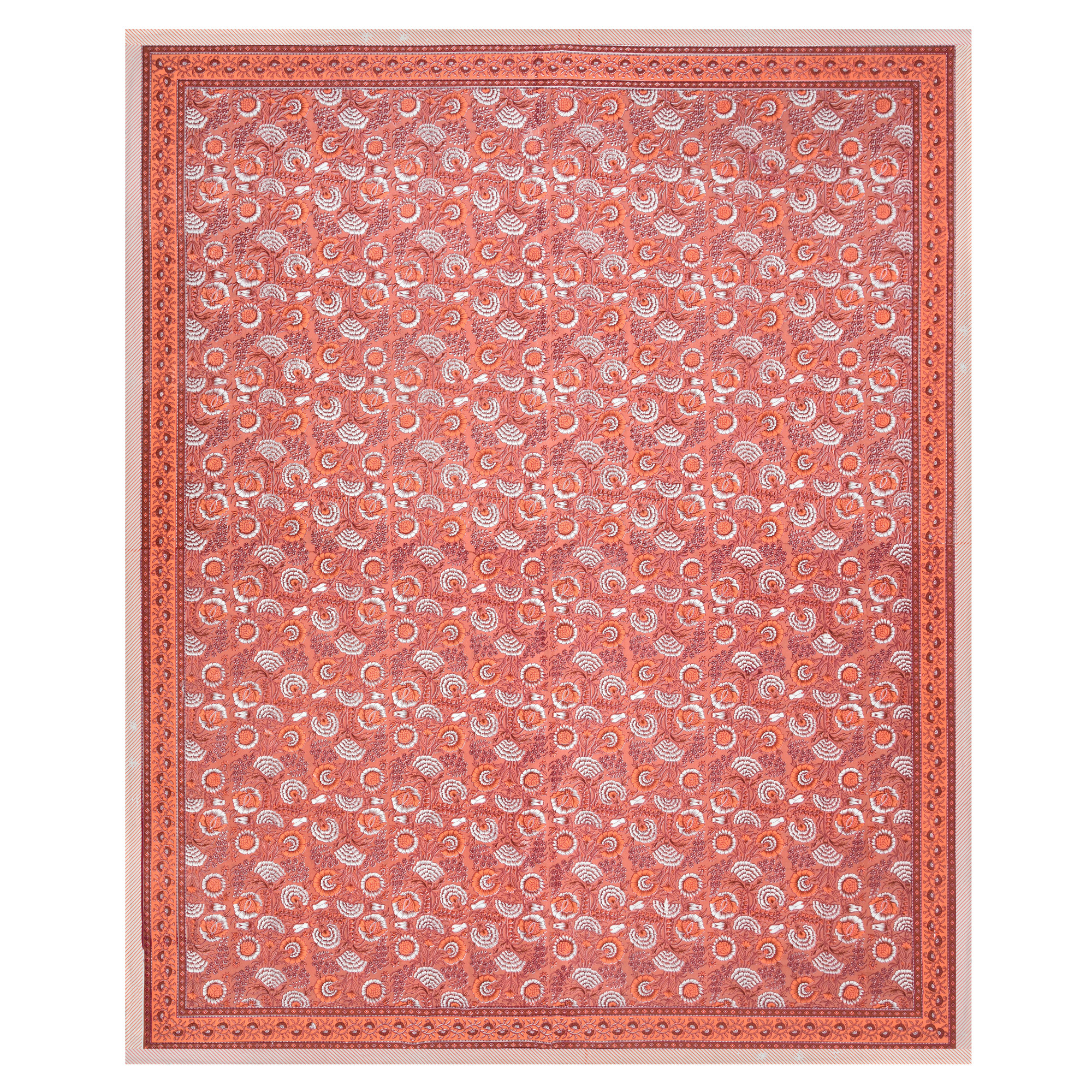 Brown White Floral 240 TC Pure Cotton Double Bedsheet with 2 Pillow Covers