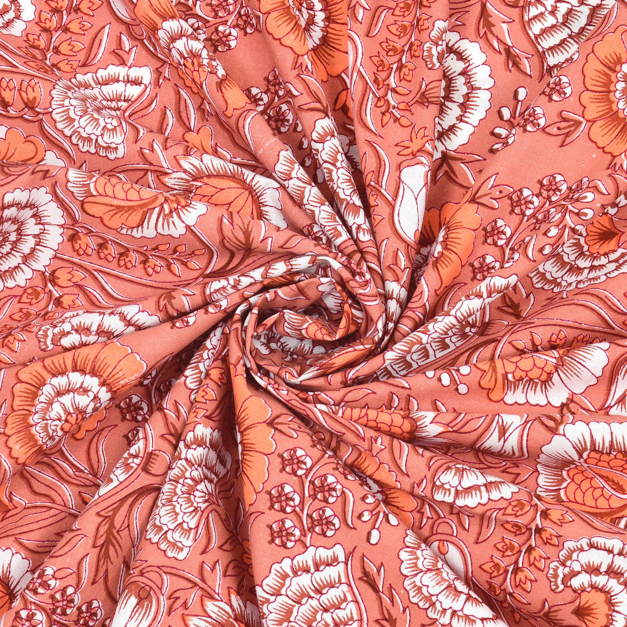 Brown White Floral 240 TC Pure Cotton Double Bedsheet with 2 Pillow Covers